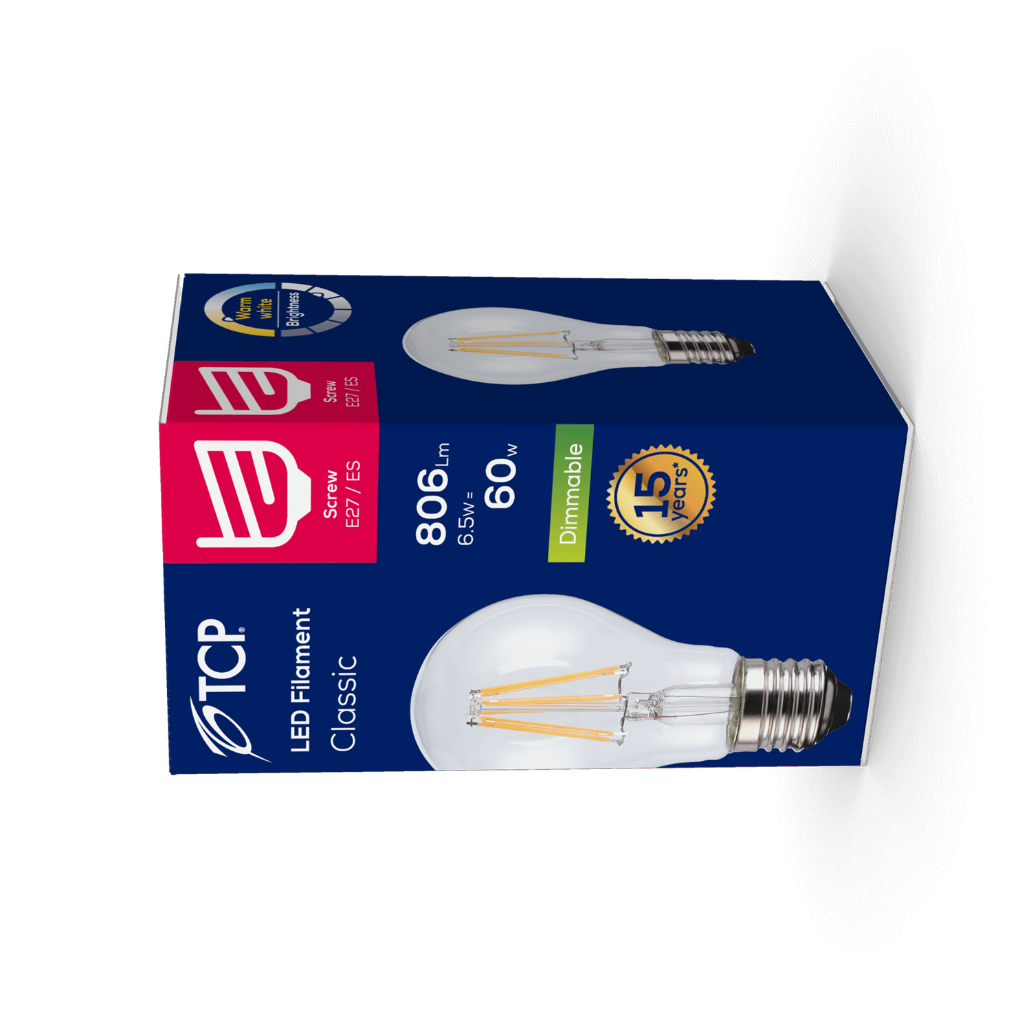 TCP LED Filament Clear Classic 7W ES Dimmable Light Bulb 4 TCP LED Filament Clear Classic 7W ES Dimmable Light Bulb - Image 2