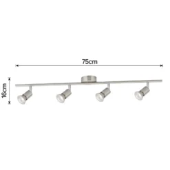 Rochdale 4 Lamp Spotlight Bar - Brushed Stainless Steel -Fashion Lighting 12813665 1874843086172161