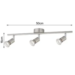 Rochdale 3 Lamp Spotlight Bar - Brushed Stainless Steel -Fashion Lighting 12815760 3884843350415341