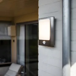 Lutec Face 13W LED PIR Outdoor Wall Light - Stainless Steel -Fashion Lighting 12819285 1504952877278859