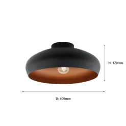 Eglo Mogano Flush Light - Black & Copper -Fashion Lighting 12836723 1314833235997127