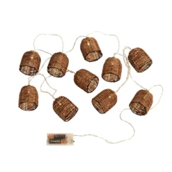 None Rattan Bell Battery String Lights -Fashion Lighting 12845159 8494867915040523