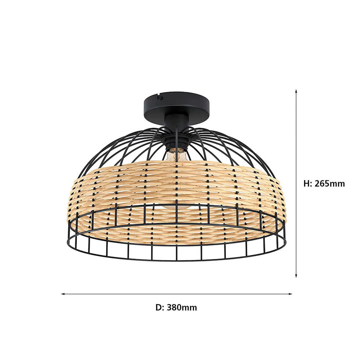 Eglo Anwick Black And Rattan Ceiling Light 5 Eglo Anwick Black And Rattan Ceiling Light - Image 3