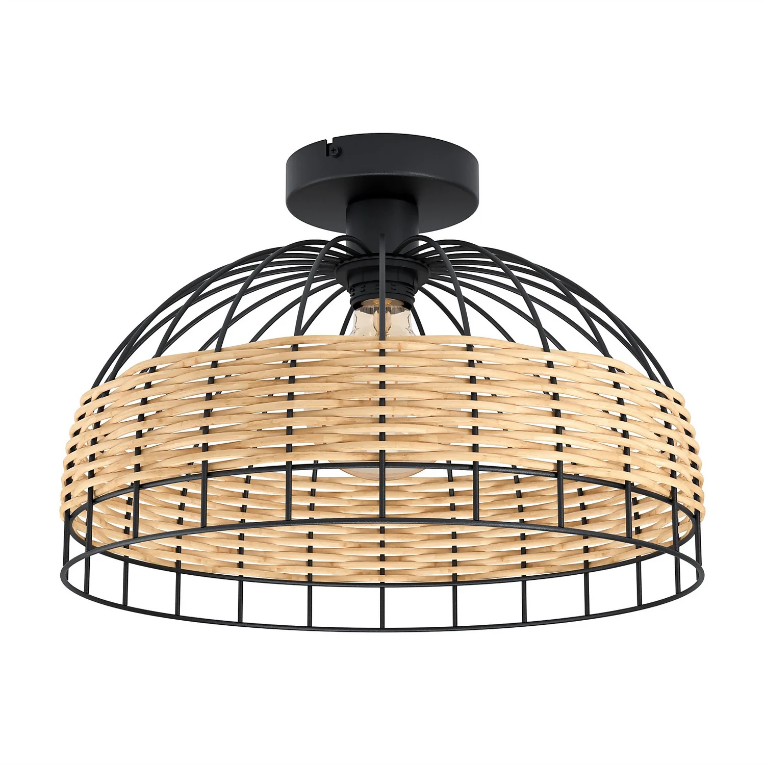 Eglo Anwick Black And Rattan Ceiling Light 4 Eglo Anwick Black And Rattan Ceiling Light - Image 2
