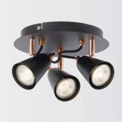 Emma 3 Lamp Spotlight Plate - Black & Copper -Fashion Lighting 12882237 3454843519363494