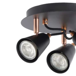 Emma 3 Lamp Spotlight Plate - Black & Copper -Fashion Lighting 12882237 9534843519392153