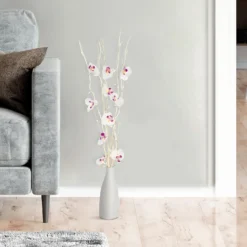 None 100cm White Orchid Battery Twig Lights -Fashion Lighting 12888019 4144893013125654