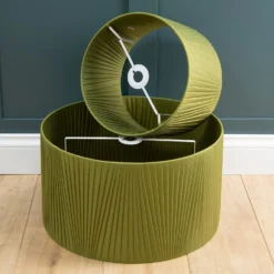 Raye Olive Drum Pleated Silk Shade - 30cm 15 Raye Olive Drum Pleated Silk Shade - 30cm -Fashion Lighting 13139397 7774944148135686