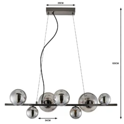 Orb II 7 Light Diner Pendant - Black Chrome Smoke -Fashion Lighting 13208306 1534909895072433
