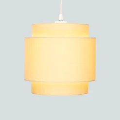 Finn Tier Drum Lemon Linen Shade - 25cm -Fashion Lighting 13222470 1064901095631133