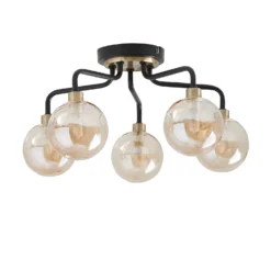Shoreditch Five Light Semi Flush Ceiling Light - Champagne & Brass -Fashion Lighting 13453782 8974915324116600