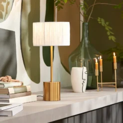 Raffia Table Lamp - White & Gold 13 Raffia Table Lamp - White & Gold -Fashion Lighting 13525827 1135042052933660