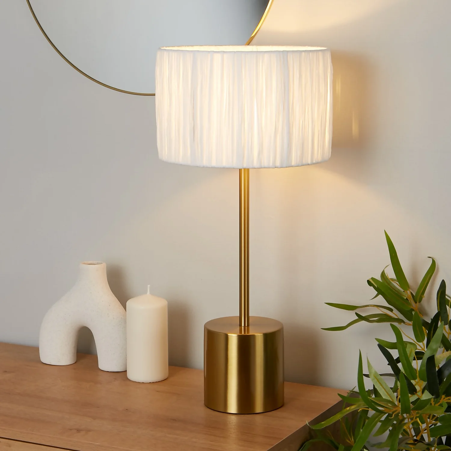 Raffia Table Lamp - White & Gold 3 Raffia Table Lamp - White & Gold