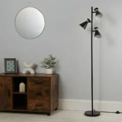 Balham 3 Light Floor Lamp - Black & Brass -Fashion Lighting 13525828 1185042072854014