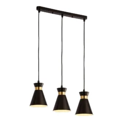 Balham 3 Light Diner Bar Light - Black & Brass -Fashion Lighting 13528465 7985042091908388