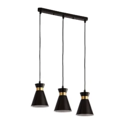 Balham 3 Light Diner Bar Light - Black & Brass -Fashion Lighting 13528465 8465042091939807