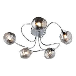 Marple 5 Light Semi Flush Ceiling Light - Chrome & Smoke -Fashion Lighting 13645384 1584956789624798