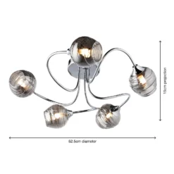 Marple 5 Light Semi Flush Ceiling Light - Chrome & Smoke -Fashion Lighting 13645384 2014956789790233