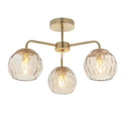 Geneva 3 Light Semi Flush Ceiling Light - Brass -Fashion Lighting 13938484 1664981959912606