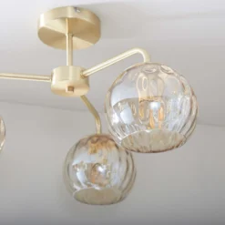 Geneva 3 Light Semi Flush Ceiling Light - Brass -Fashion Lighting 13938484 8334981960392015