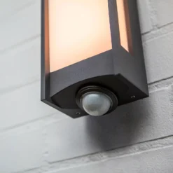 Lutec Qubo LED Outdoor Wall Light With PIR Motion Sensor - Anthracite -Fashion Lighting 13950215 1054993052512797