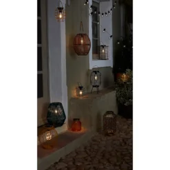 Homebase Edit Brown Rattan Solar Lantern - 31cm -Fashion Lighting 13956313 1665022633937383