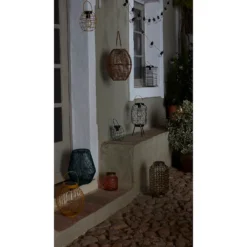 Homebase Edit Brown Rattan Solar Lantern - 31cm -Fashion Lighting 13956313 1675022633908442