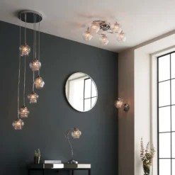 Clashmore Cluster Pendant Ceiling Light - Chrome Effect -Fashion Lighting 14301803 1375038438183734