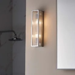 Daltra Large Ribbed Bathroom Wall Light - Chrome Effect 11 Daltra Large Ribbed Bathroom Wall Light - Chrome Effect -Fashion Lighting 14301806 1865038439248131