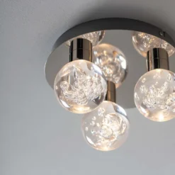 Leoch Bathroom Flush Ceiling Light - Chrome Effect -Fashion Lighting 14301817 2135038439100180