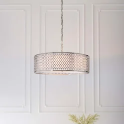 Orton Pendant Ceiling Light - Nickel Effect 12 Orton Pendant Ceiling Light - Nickel Effect -Fashion Lighting 14301824 1125038438454577