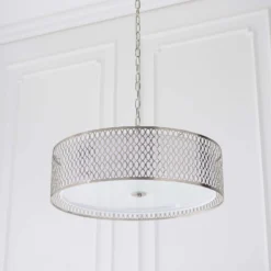 Orton Pendant Ceiling Light - Nickel Effect 11 Orton Pendant Ceiling Light - Nickel Effect -Fashion Lighting 14301824 1915038438344486