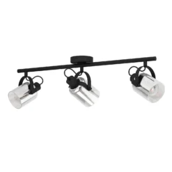 Eglo Berregas 3 Lamp Spotlight - Black & Transparent -Fashion Lighting 14302948 1555038223020989