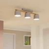 Eglo Mariel 3 Lamp Flush Ceiling Light - Grey & Wood -Fashion Lighting 14302955 1775038224233337
