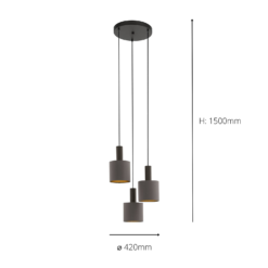 Eglo Concessa 1 3 Lamp Pendant Ceiling Light - Cappuccino & Gold -Fashion Lighting 14302962 2135038224304077