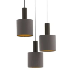 Eglo Concessa 1 3 Lamp Pendant Ceiling Light - Cappuccino & Gold -Fashion Lighting 14302962 3315038224252558