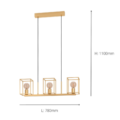 Eglo Cumiole 3 Lamp Diner Bar Light - Gold -Fashion Lighting 14302963 1485038223946645