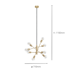 Eglo Gradoli 1 8 Lamp Pendant Ceiling Light - Brushed Brass -Fashion Lighting 14302964 1085038223634270