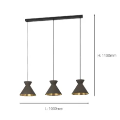 Eglo Nastasia 3 Lamp Pendant Diner Bar Light - Cappuccino & Brass -Fashion Lighting 14302968 6225039958073122