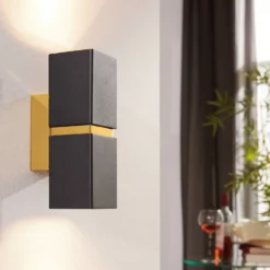 Eglo Passa Wall Light Square - Black & Gold