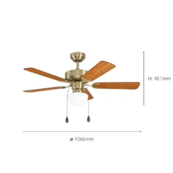 Eglo Cadiz Ceiling Fan With Light - Aged Brass & Wood -Fashion Lighting 14742121 1455052700419252