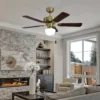 Eglo Cadiz Ceiling Fan With Light - Aged Brass & Wood 1 Eglo Cadiz Ceiling Fan With Light - Aged Brass & Wood -Fashion Lighting 14742121 1995052700138665