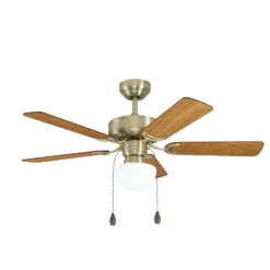 Eglo Cadiz Ceiling Fan With Light - Aged Brass & Wood -Fashion Lighting 14742121 7475052700192734