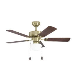 Eglo Cadiz Ceiling Fan With Light - Aged Brass & Wood -Fashion Lighting 14742121 9905052700361127